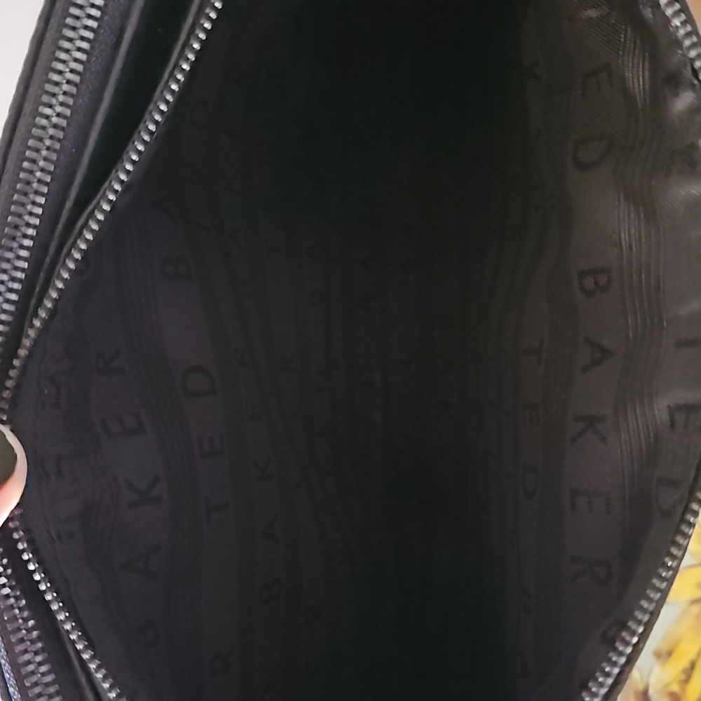 Ted Baker | Women's Crossbody Black Exotic Animal Snake Print Tassels Bag - Picture 9 of 16